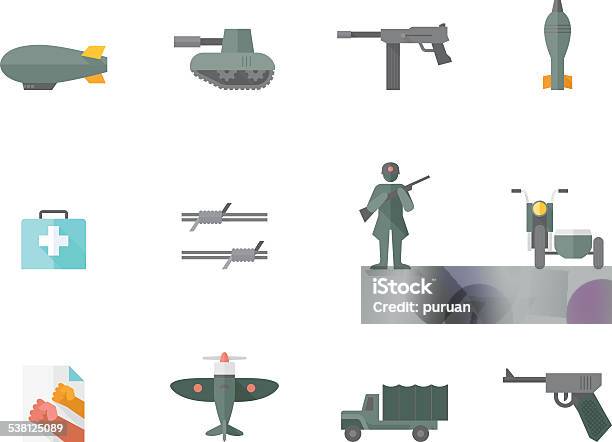 Ilustración de Color De Los Iconos Plana De La Primera Guerra Mundial y más  Vectores Libres de Derechos de Casco de deportes - iStock