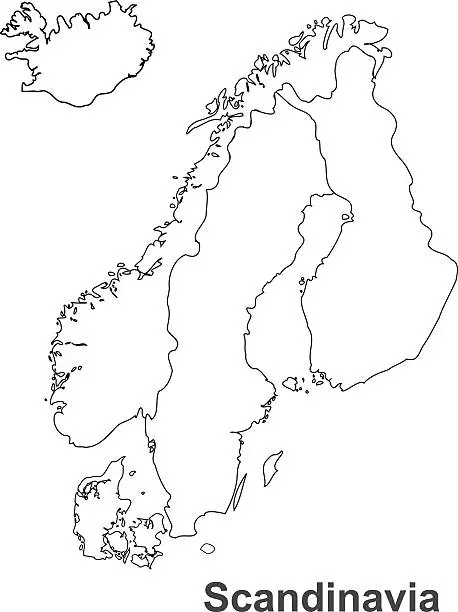 Vector illustration of Scandinavia map in white background, scandinavia map vector, map vector