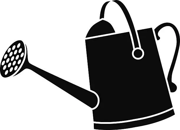 Vector illustration of watering can in black and white