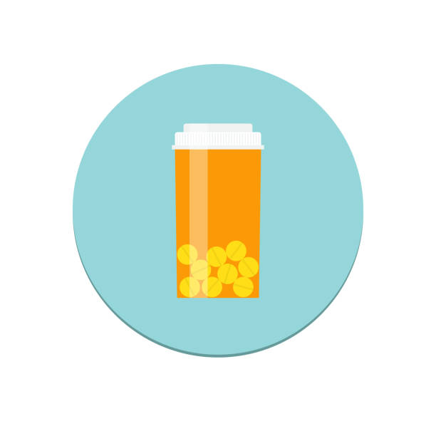 verschreibungspflichtiges flasche symbol - pill capsule prescription pill bottle stock-grafiken, -clipart, -cartoons und -symbole