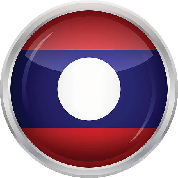 Vector illustration of Glossy Button - Flag of Laos