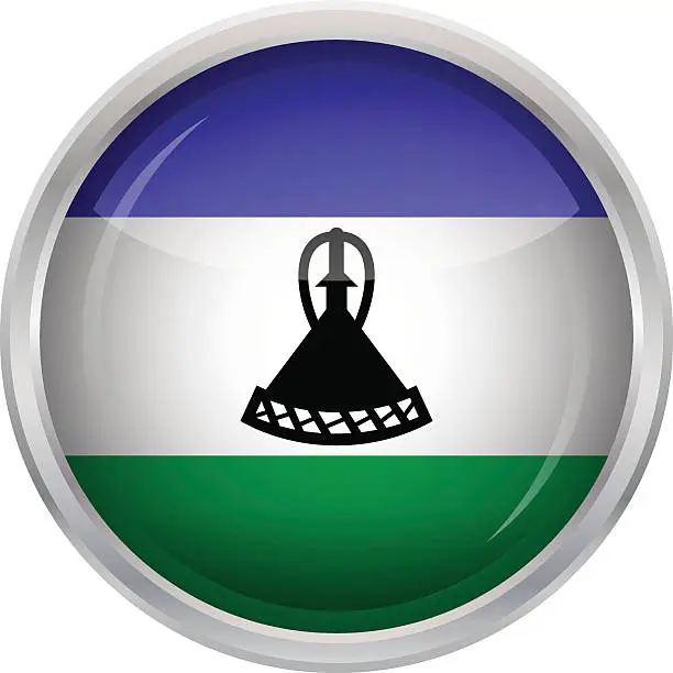 Vector illustration of Glossy Button - Flag of Lesotho