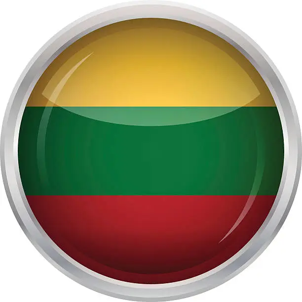 Vector illustration of Glossy Button - Flag of Lithuania