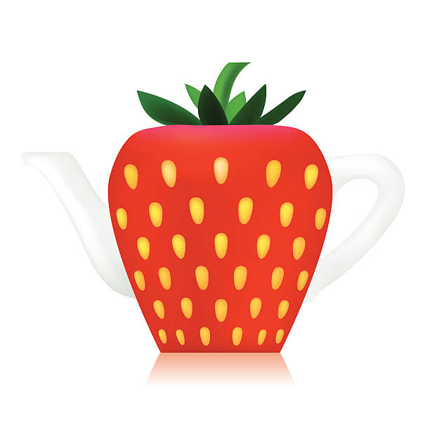 Strawberry Teapot vector art illustration