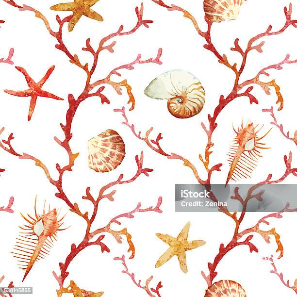 Corals With Shells And Crabs Stock Illustration - Download Image Now - 2015, Adulation, Animal Markings