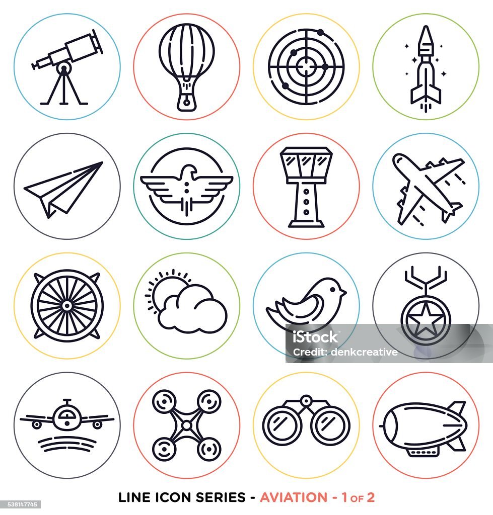 Aviation line icons Vector collection of everything up in the air. Icon Symbol stock vector