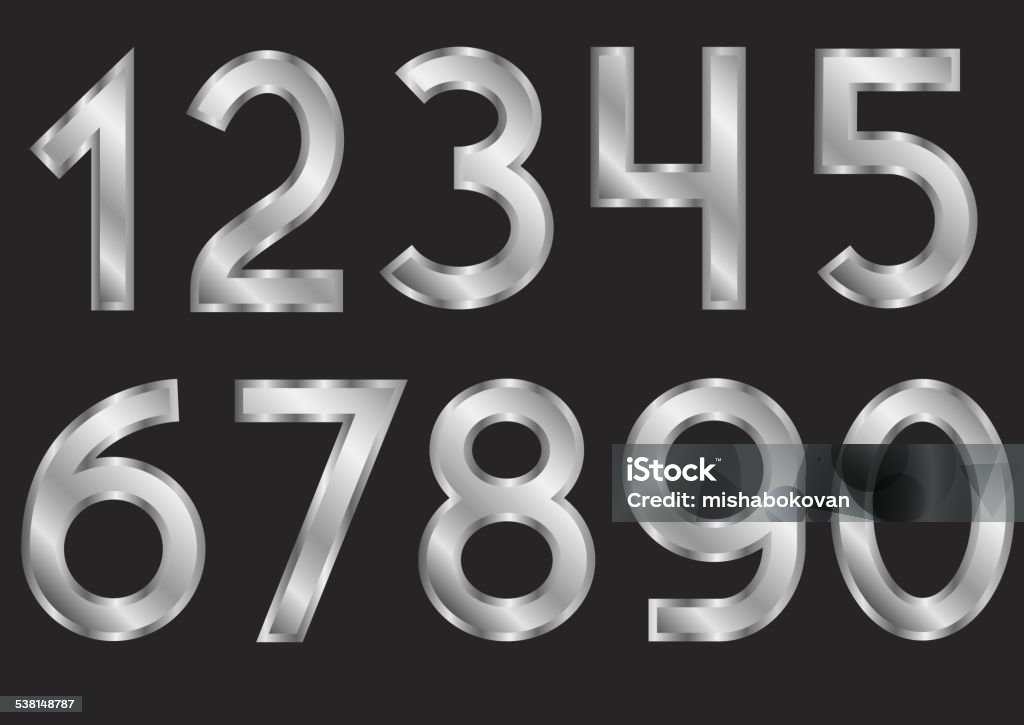 Mini Silver Numbers Silver Numbers Stock Illustration - Download Image Now - Silver - Metal ...