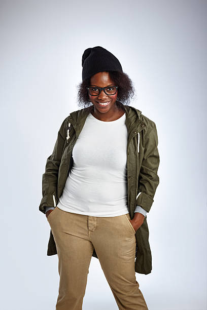 istock Stylish mature african woman posing against white 538148867