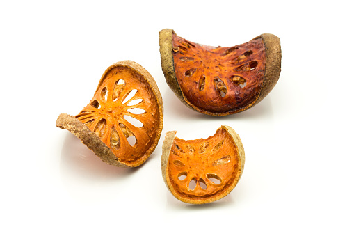 Dried bale fruit on the white background