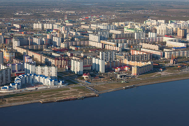 istock Nizhnevartovsk city, top view 538150706