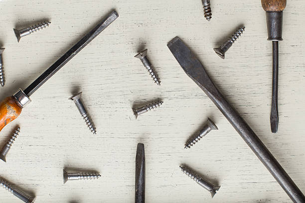 istock Construction tools set on wooden light background. Assortment assesories 538152452