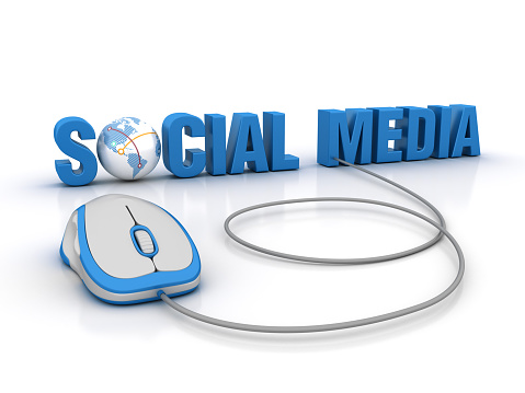 SOCIAL MEDIA Word with Computer Mouse on White Background