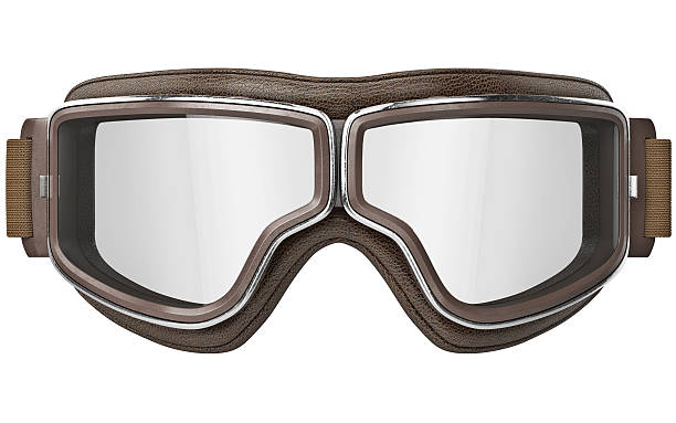 óculos de aviador em estilo vintage, vista frontal - óculos de proteção imagens e fotografias de stock