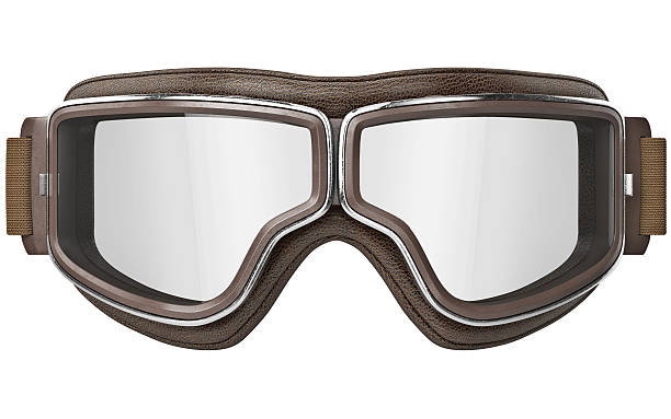 aviator goggles in vintage style, front view - yüzücü gözlüğü stok fotoğraflar ve resimler