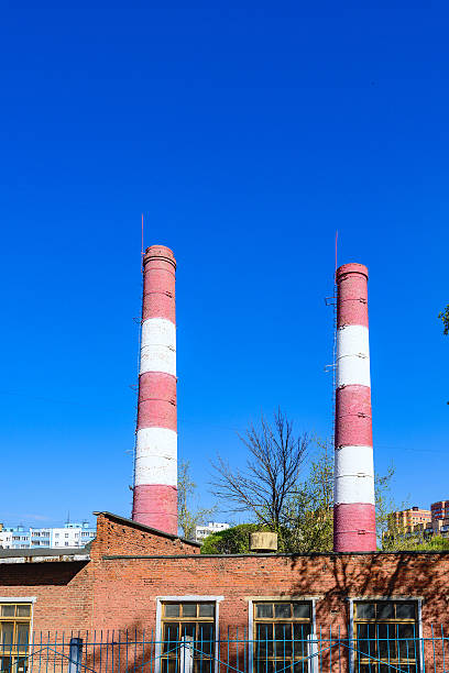 istock brick chimneys, hot water boiler 538155226