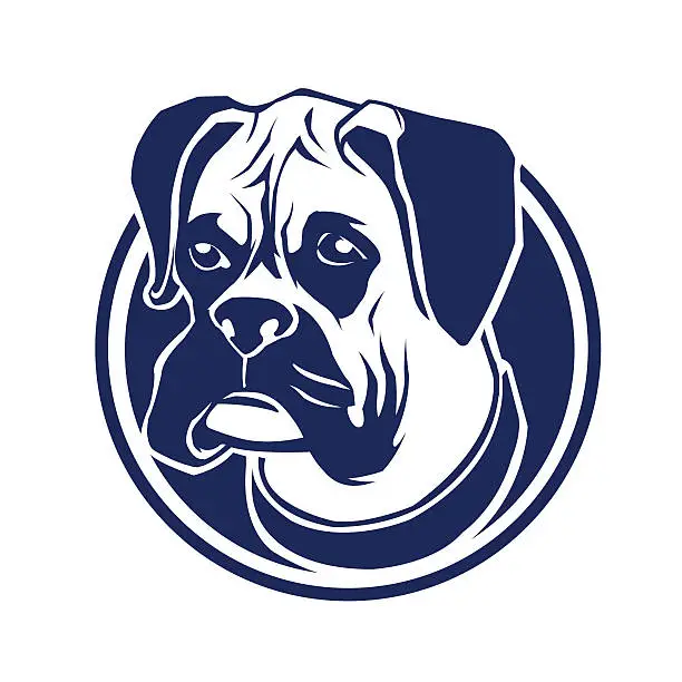 Vector illustration of boxer head blue