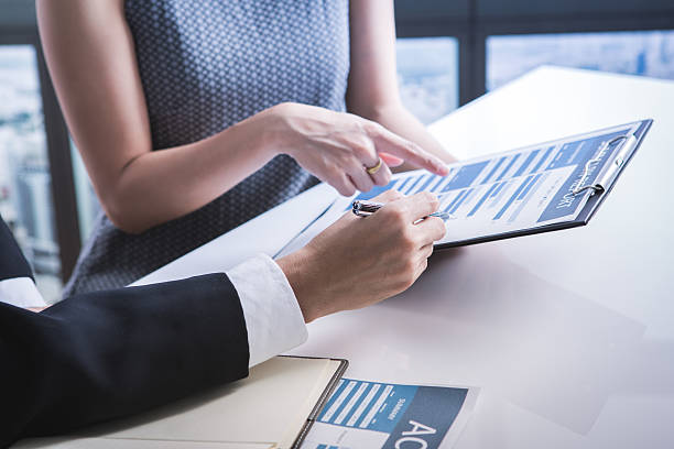istock Business adviser analyzing financial figures denoting the progre 538157122