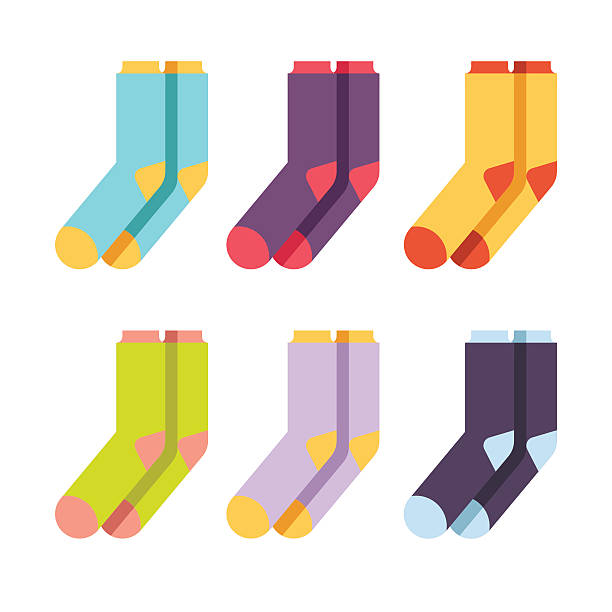 illustrazioni stock, clip art, cartoni animati e icone di tendenza di gruppo di calze colorate - sock wool multi colored isolated