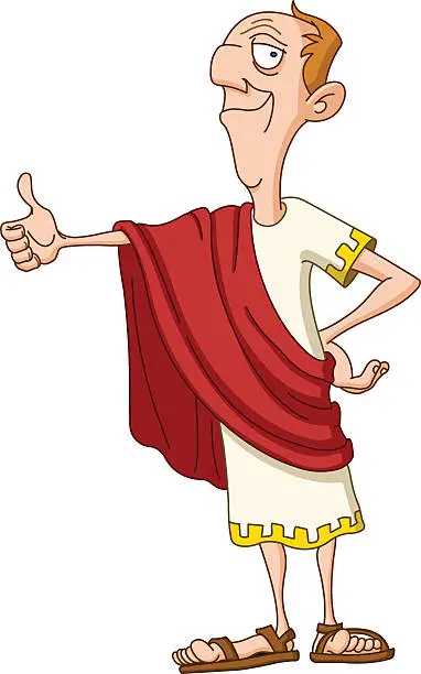 Vector illustration of Roman emperor with thumb up