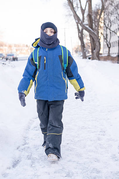 istock Child Boy on His Way to School During Winter 538160375