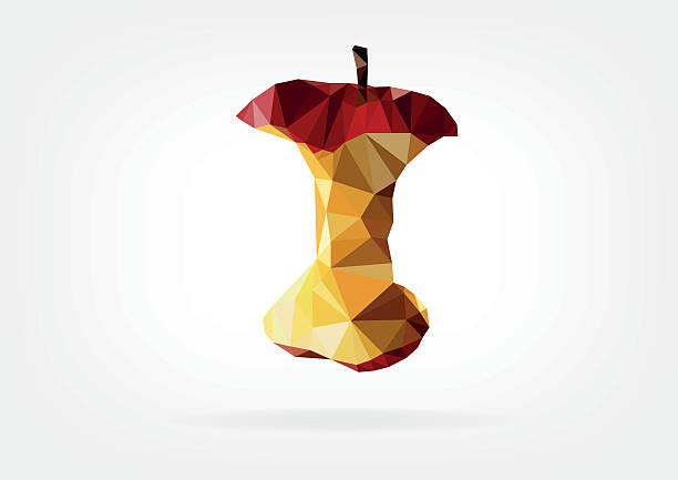 Low Poly Apple Core vector illustration in form of a Apple Core in low poly design apple with bite out of it stock illustrations