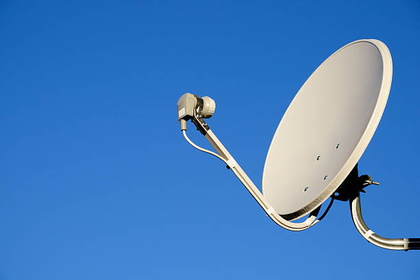istock Satellite TV antenna on sky background 538161584