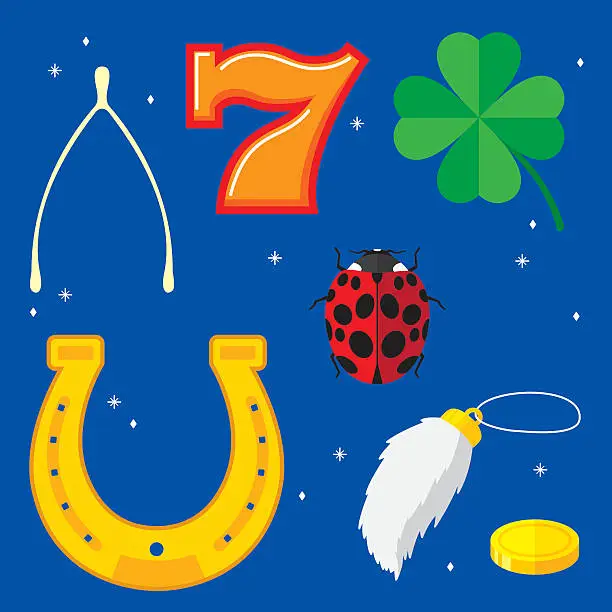 Vector illustration of Lucky Items Flat