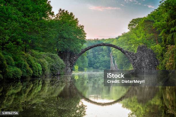 Arch Bridge In Kromlau Stock Photo - Download Image Now - Circle, Bridge - Built Structure, Nature