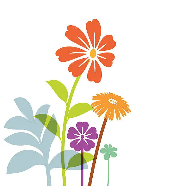 Vector illustration of Hand drawn spring flowers - VECTOR