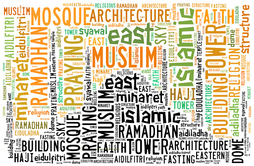 Text cloud and arrangement with mosque shape concept