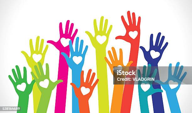 Hands With Hearts Stock Illustration - Download Image Now - Heart Shape, Care, Community