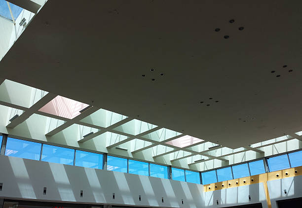 istock Bright squares on a white roof skylights 538165198