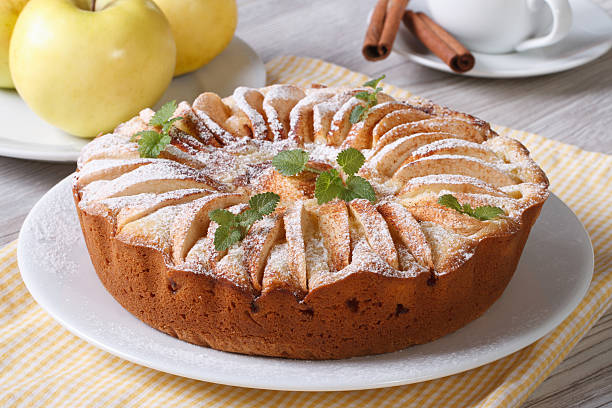 istock apple pie with cinnamon and mint on the plate closeup 538165259