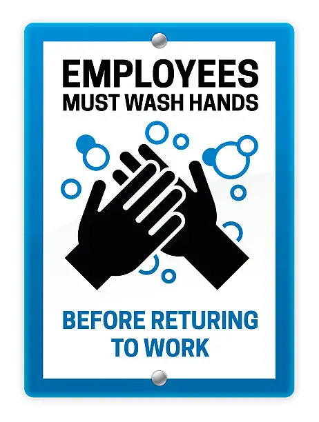 Vector illustration of Employees Must Wash Hands Sign