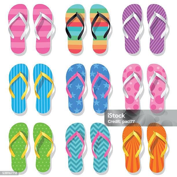 Flip Flops Stock Illustration - Download Image Now - Flip-Flop, Summer,  Human Foot - iStock