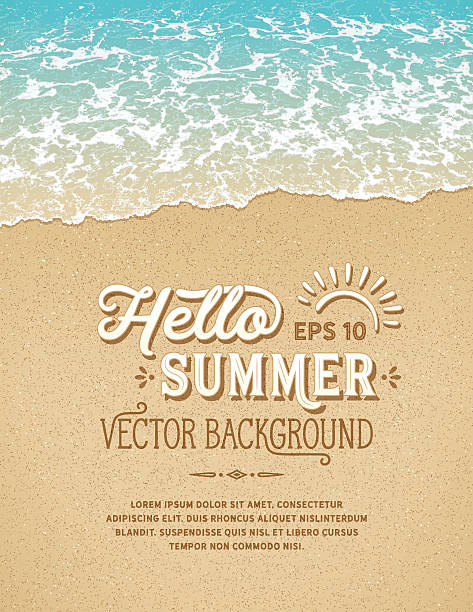 Beach Background Summer, beach background with sample text and design elements.Only gradients used.File is layered with global colors.Fonts used: Hanley Font Collection beach wallpaper stock illustrations