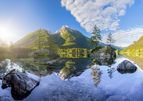Germany, BavariaAmazing sunny summer day on the Hintersee lake in Alps, Europe.