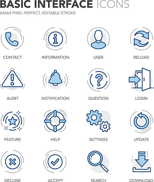 ベーシックなインタフェースアイコンブルーライン - no color点のイラスト素材／クリップアート素材／マンガ素材／アイコン素材