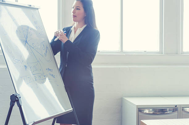 istock Young woman giving a boardroom presentation. 538174190