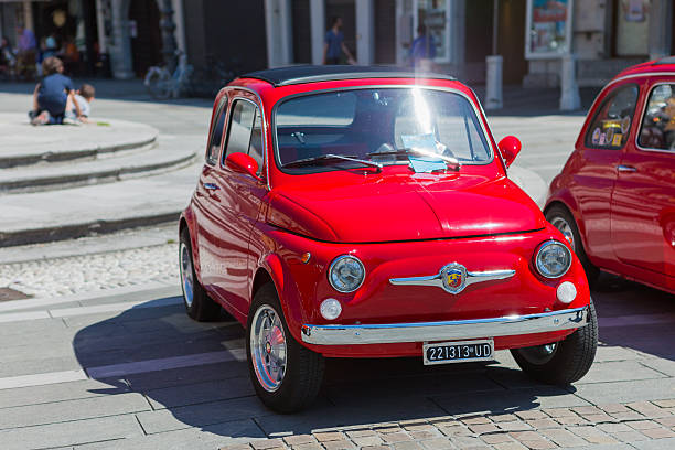 Gorizia, Italy - May 22, 2016: Photo of a Fiat 500 Club Isonzo meeting. The Fiat 500 (Italian:Cinquecento) is a city car which was produced by the Italian manufacturer Fiat between 1957 and 1975.