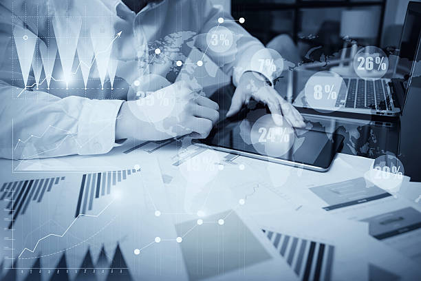 istock Sales Department Work Online Process.Photo Trader working Market Report 538175628