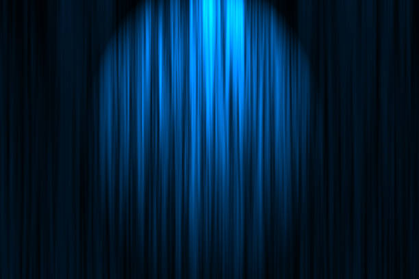 Blue Curtain Blue stage curtain. premiere event stock pictures, royalty-free photos & images