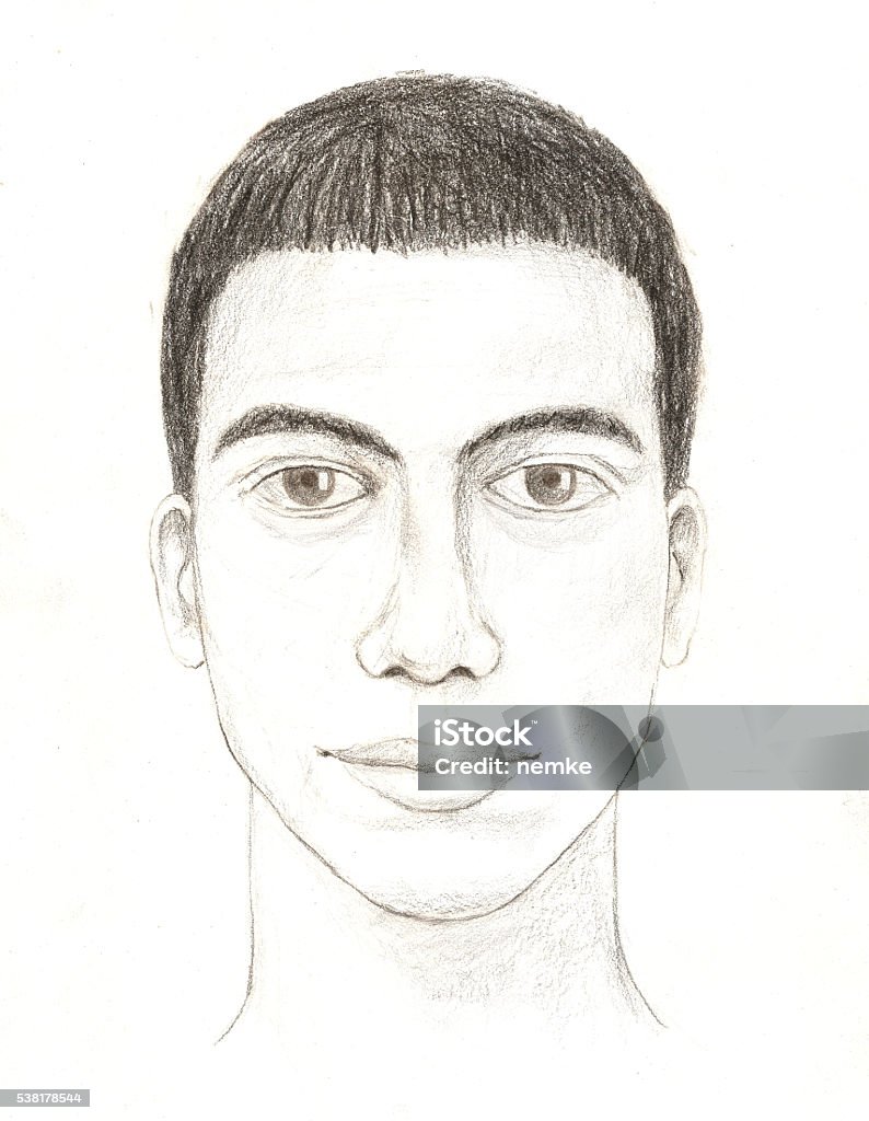 Police release sketch of suspect A composite sketch of a possible suspect Drawing - Activity stock illustration