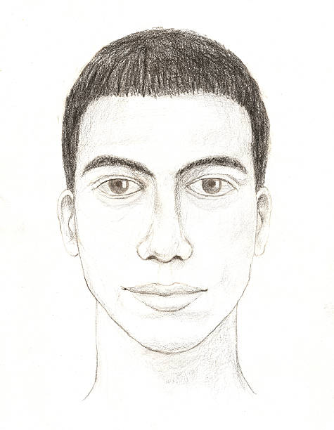 Police release sketch of suspect A composite sketch of a possible suspect portrait stock illustrations