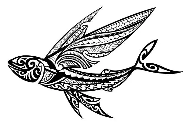 Vector illustration of Flying fish tribal