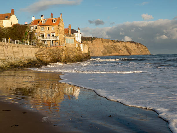 robin cappucci bay yorkshire - robin hoods bay foto e immagini stock