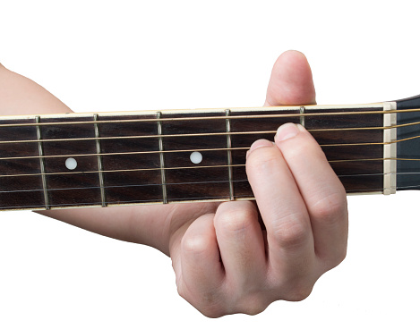 guitar chord Em with white background
