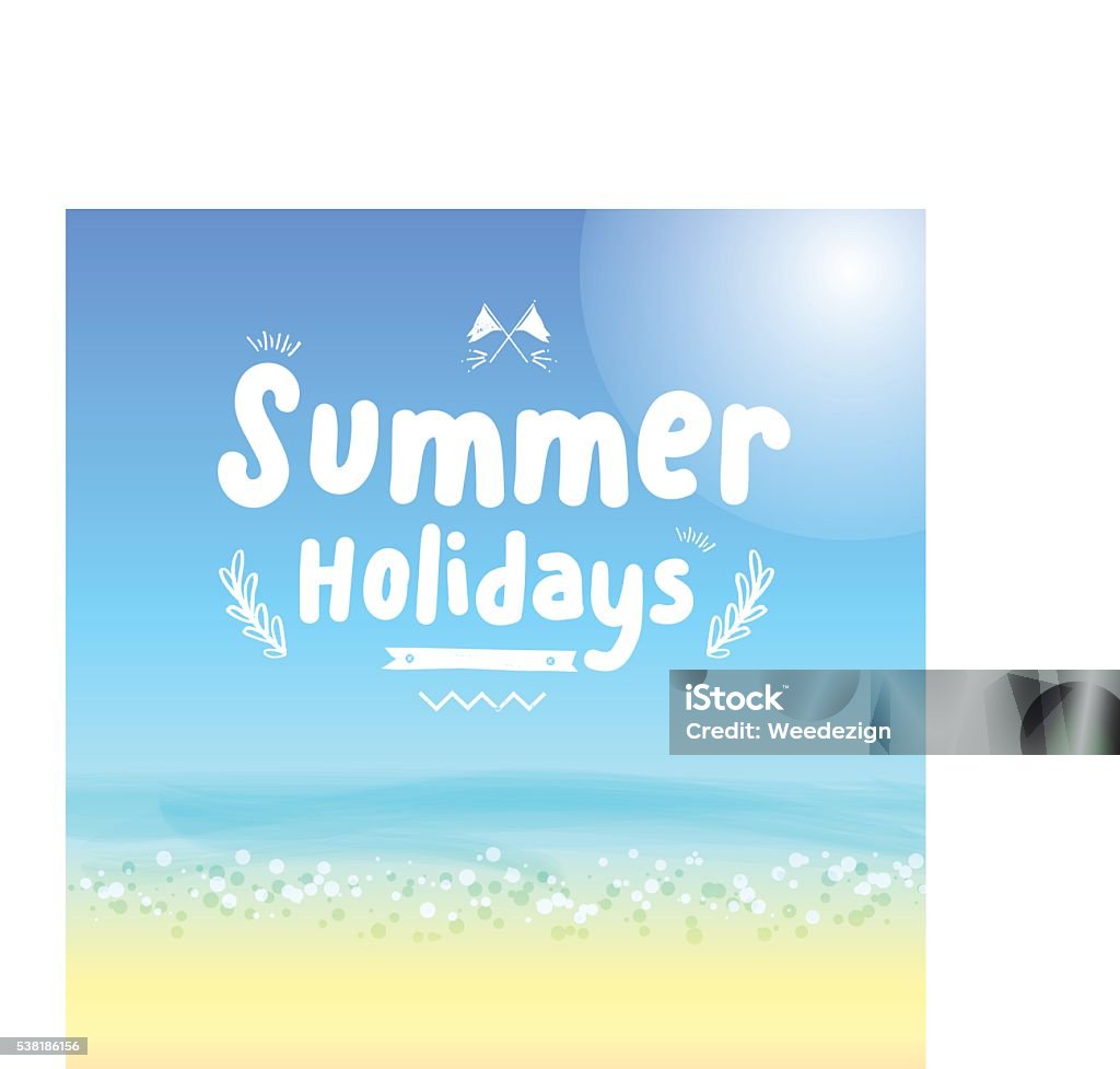 Vector : Summer Holidays logo on blue sea background Vector : Summer Holidays logo on blue sea background, Vacation Concept. Beach stock vector