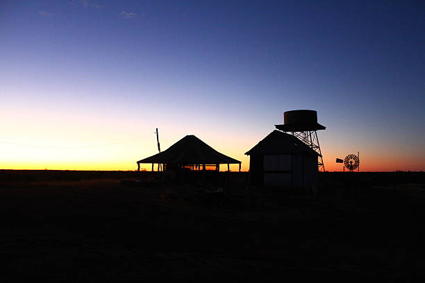 outback sunset na estação de gado - cattle station - fotografias e filmes do acervo