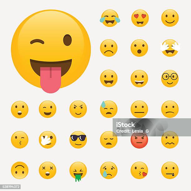 Set Of Emoticons Emoji Flat Design Avatar Design Vector Illus Stock Illustration - Download Image Now